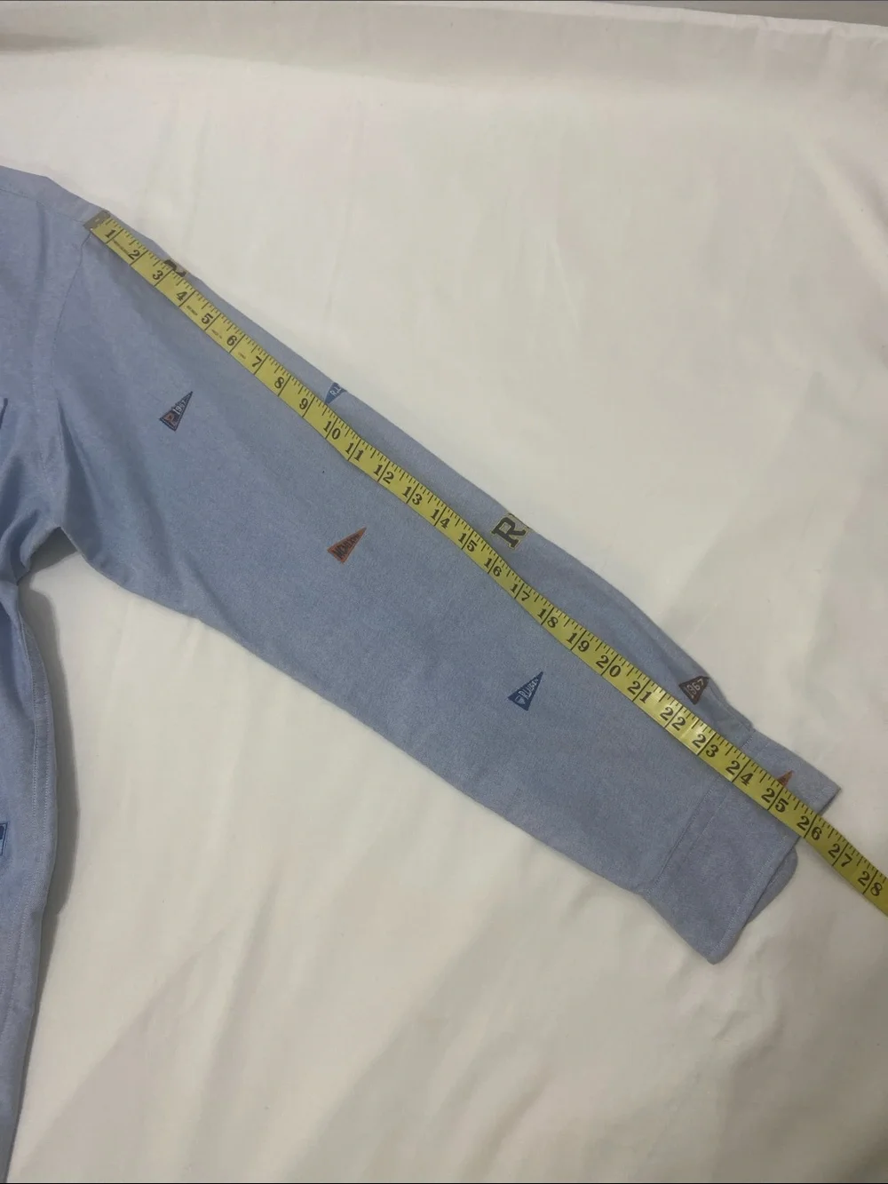 Ralph Lauren Light Blue ButtonDown Oxford Shirt with Embroidered Pennants.Size-L - Picture 10 of 14